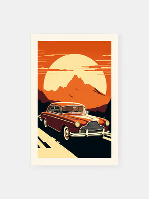Sunset Retro Roadster Poster