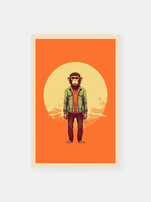 Sunset Urban Jungle Monkey Poster