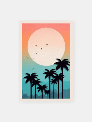 Tropical Palms Sunset Poster