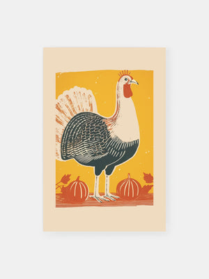 Turkey In Pumpkin Patch Poster
