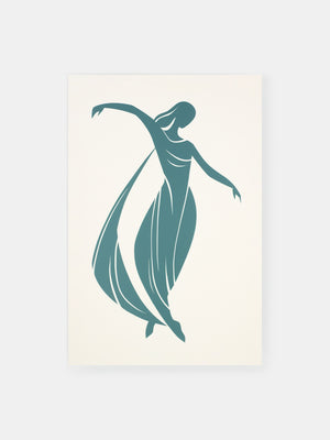 Turquoise Ballet Dancer Poster