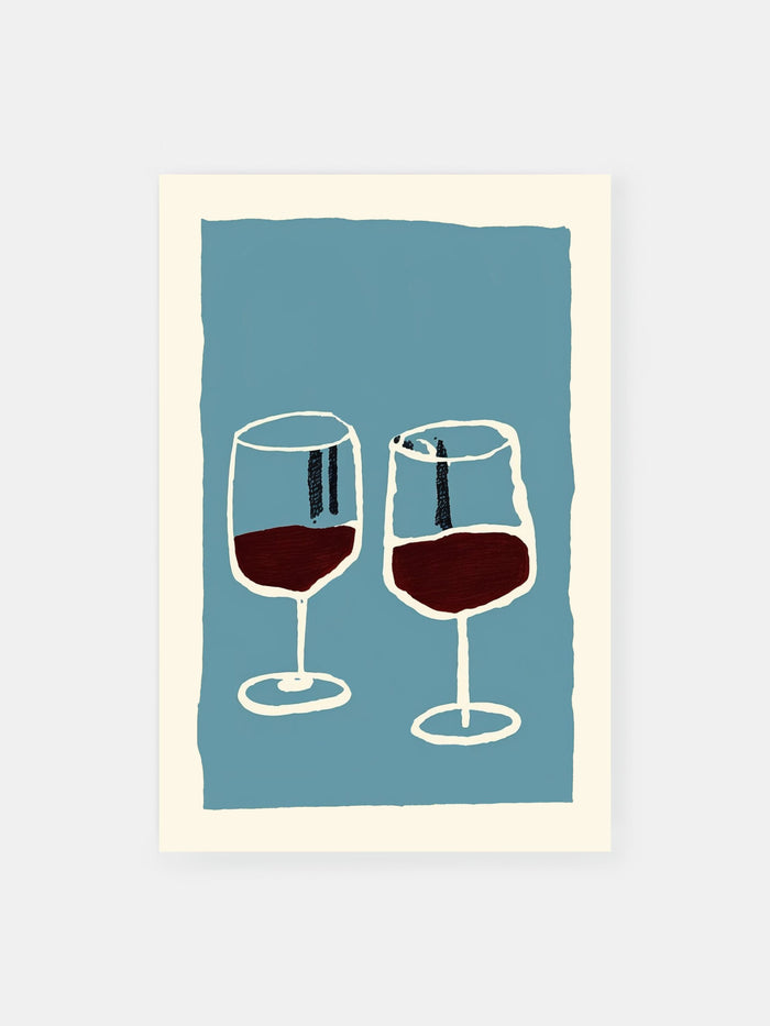 Two Dark Wine Glasses Poster