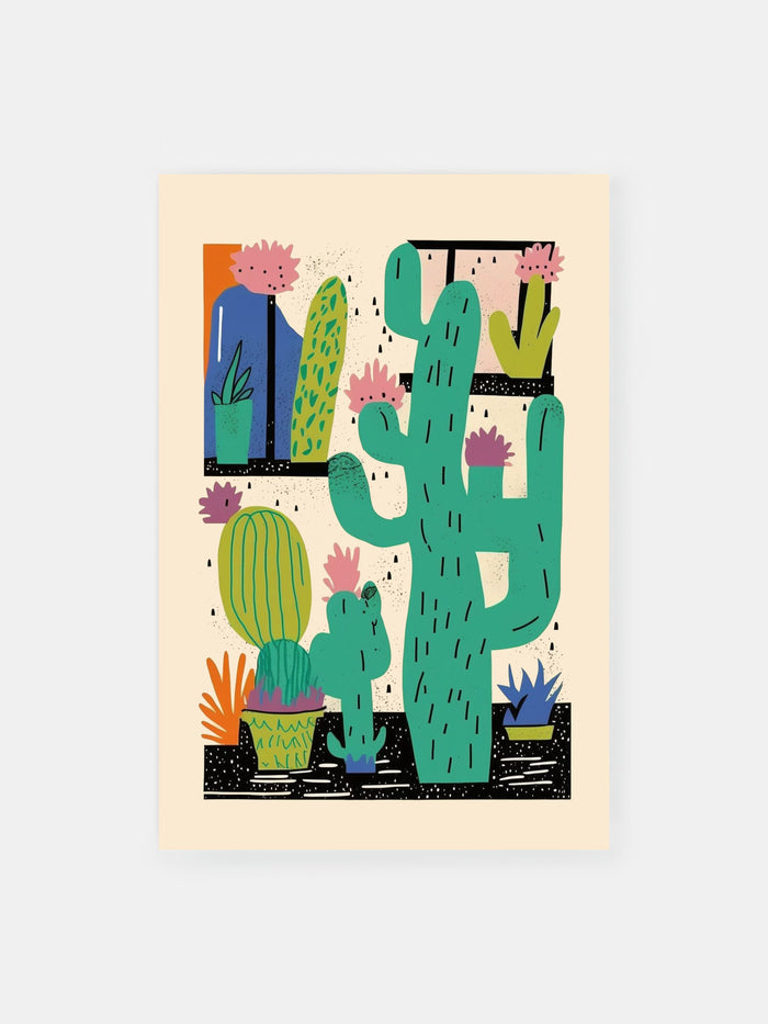 Lebendige Kaktus-Pflanzen Poster