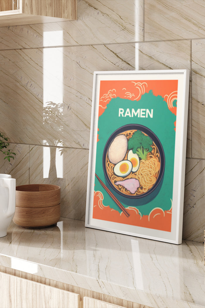Colorful Ramen Noodle Bowl Artwork for Modern Kitchen Interior