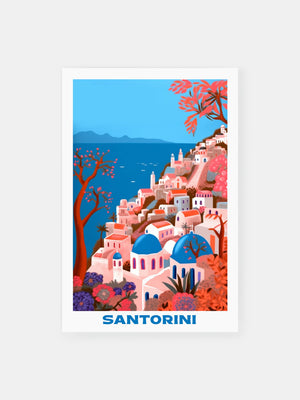 Vibrant Santorini Landscape Poster