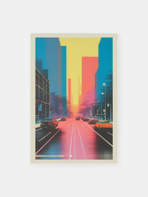 Lebendiger Sonnenuntergang Stadtbild Poster