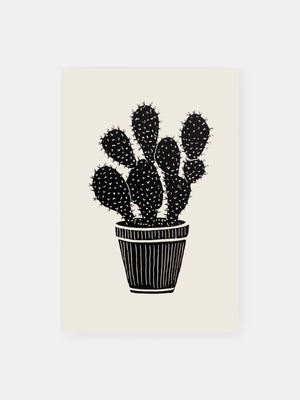 Vintage Bold Line Cactus Poster