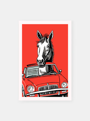 Vintage Car Horse Poster