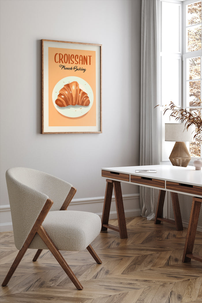 Vintage Croissant French Baking Poster in Modern Interior