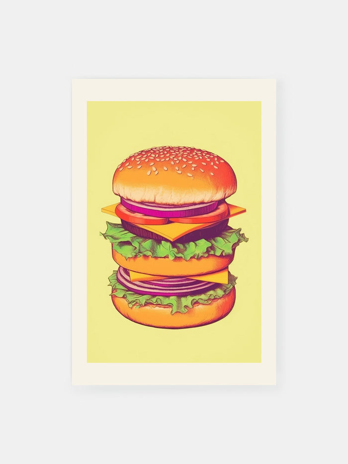 Vintage Double Burger Poster