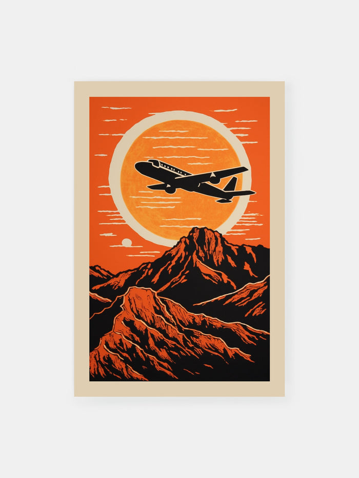 Vintage Flight Mountain Sky Poster