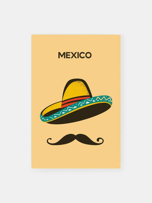 Vintage Mexico Mustache Poster