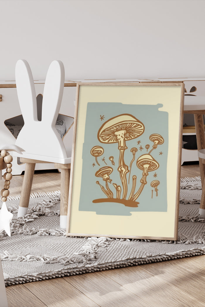 Vintage Mushroom Art Poster Featured in Modern Home Decor
