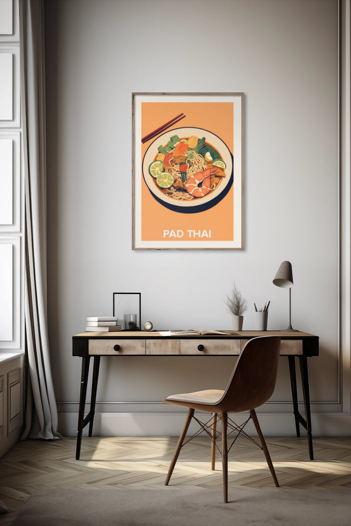 Vintage Pad Thai Culinary Art Poster in Modern Room Decor