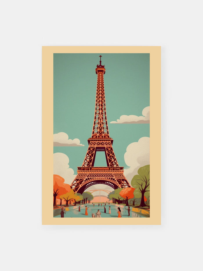 Vintage Paris Eiffel Tower Poster