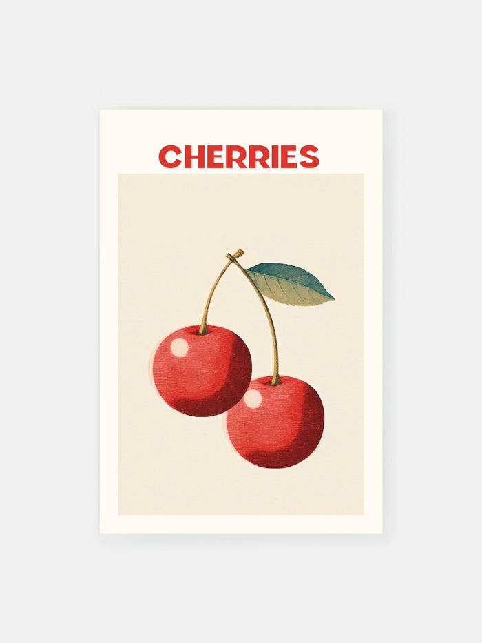 Vintage Red Juicy Cherries Poster
