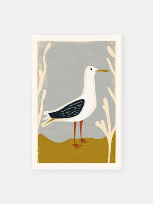 Vintage Seaside Gull Poster