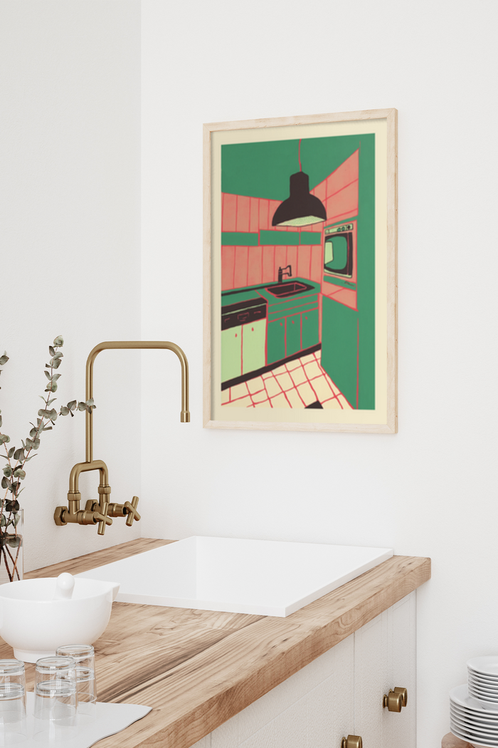 Simple Kitchen Posters Green And Red Kitchen Poster - Klumo Shop