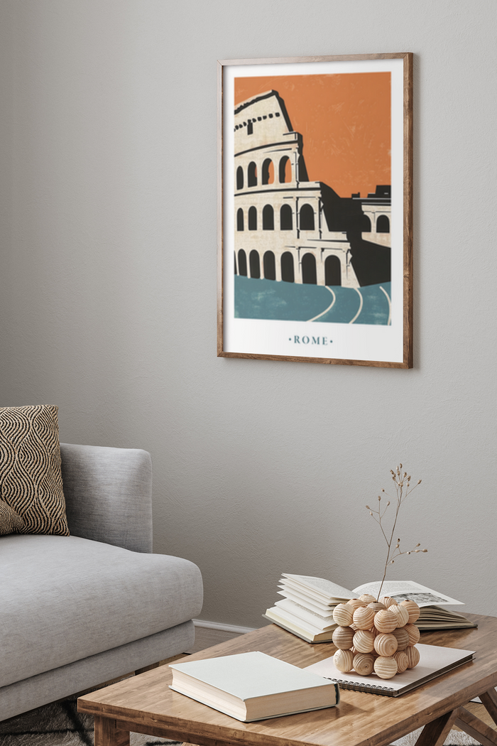 Antque Rome Poster Rome Colosseum Italy Travel Poster - Klumo Shop