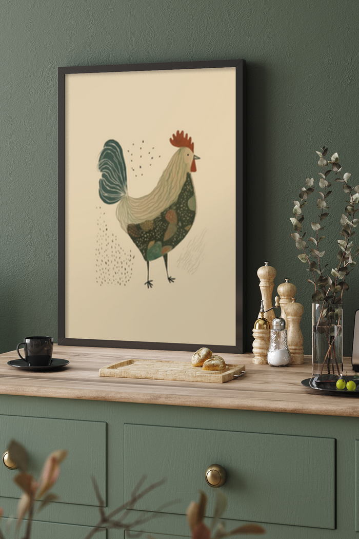 Old Roster Poster Colorful Vintage Rooster Poster - Klumo Shop