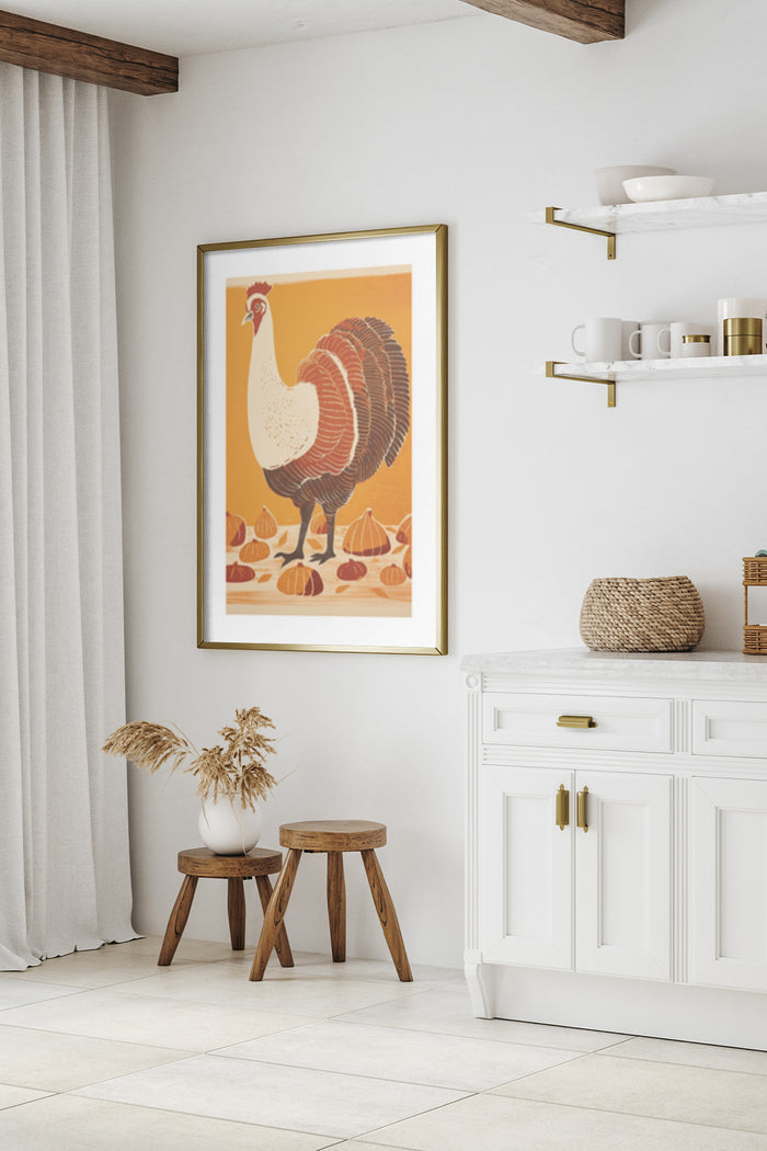Vintage Turkey Poster with Autumn Theme for Home Decor