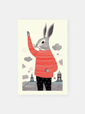 Whimsical Folk Rabbit Poster