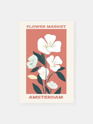 White Floral Amsterdam Poster
