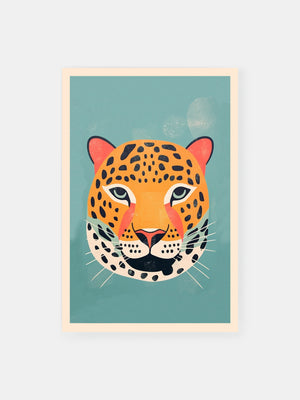 Wild Teal Leopard Portrait Poster