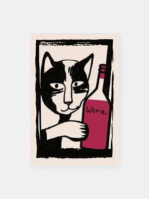 Wine Lover Cat Poster