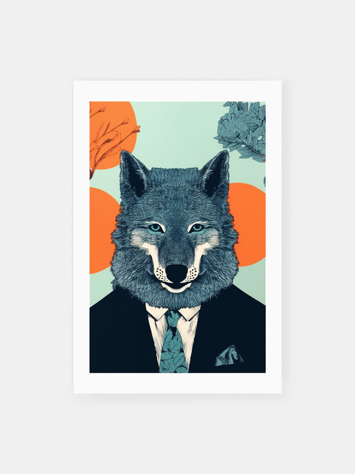 Wolf In Suit Portrait Poster