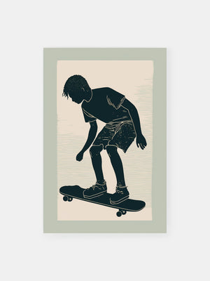 Woodcut Skater Life Poster