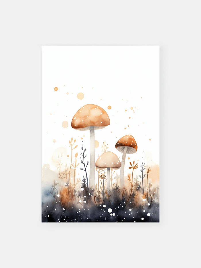 Woodland Watercolour Mushroom Poster